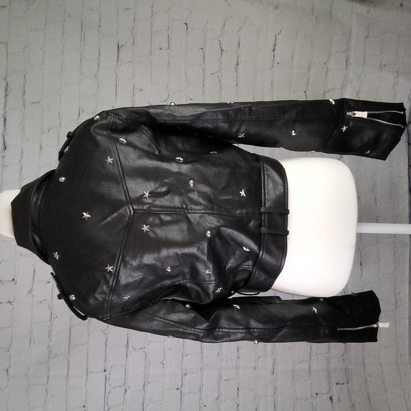 Nwt discontinued forever21 moto vegan motorcycle faux leather Biker jacket L - Picture 5 of 6